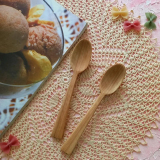 قاشق بستنی خوری چوبی دست ساز برند بارلی چوب (پک دوتایی) 18 سانتی جنس چوب گردو کد bar0109