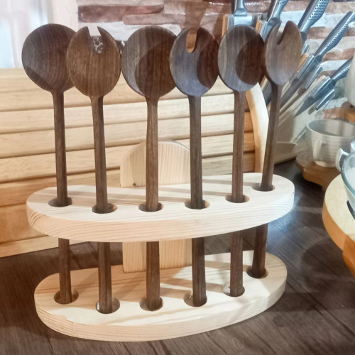 استند چوبی ست کفگیر و ملاقه چوبی ویژه جهیزیه عروس