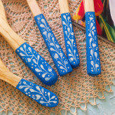 ست کفگیر ملاقه چوبی دستساز بارلی ویژه جهیزیه عروس 5 تکه نقاشی شده با دست کد bar0133