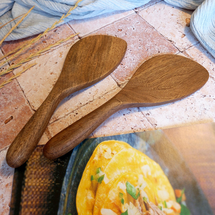 کفگیر تفت زن چوبی دستساز بارلی (1عدد) مدل باربد 21 سانتی چوب گردو