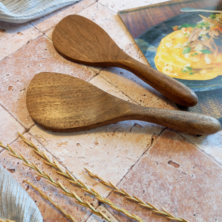 کفگیر تفت زن چوبی دستساز بارلی (1عدد) مدل باربد 21 سانتی چوب گردو