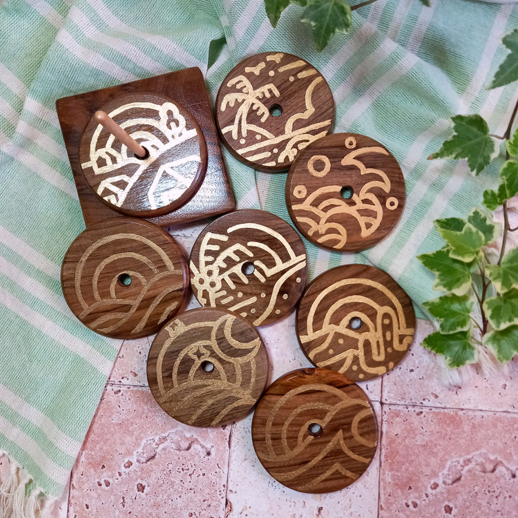 زیرلیوانی دست ساز چوبی 8 نفره طرح بوهمی رنگ ثابت