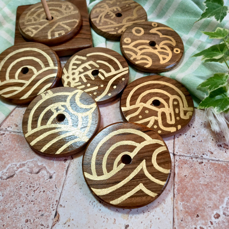 زیرلیوانی دست ساز چوبی 8 نفره طرح بوهمی رنگ ثابت