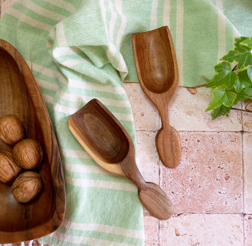 قاشق آجیل جدید چوب گردو مدل سرتاس