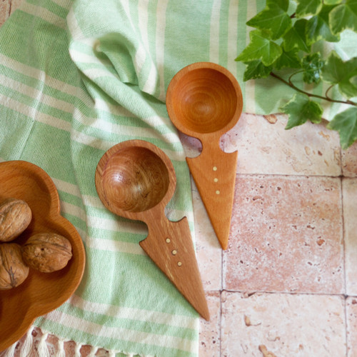 قاشق آجیل خوری جدید بارلی چوب برنج نشان