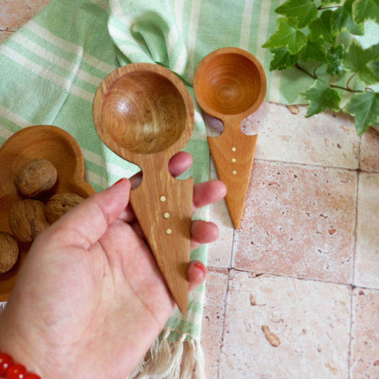 قاشق آجیل خوری جدید بارلی چوب برنج نشان