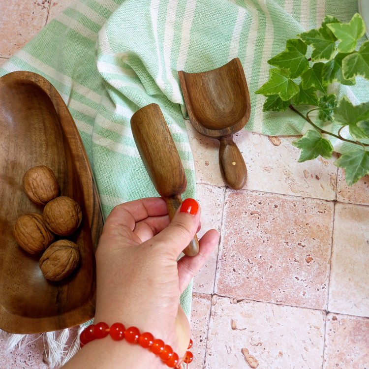 سرتاس آجیل خوری جدید برنج نشان 12 سانتی چوب گردو