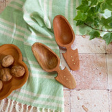 قاشق آجیل خوری جدید بارلی چوب برنج نشان 16 سانتی چوب راش