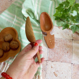 قاشق آجیل خوری جدید بارلی چوب برنج نشان 16 سانتی چوب راش