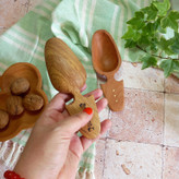 قاشق آجیل خوری جدید بارلی چوب برنج نشان 16 سانتی چوب راش