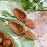 قاشق آجیل خوری جدید بارلی چوب برنج نشان 16 سانتی چوب راش