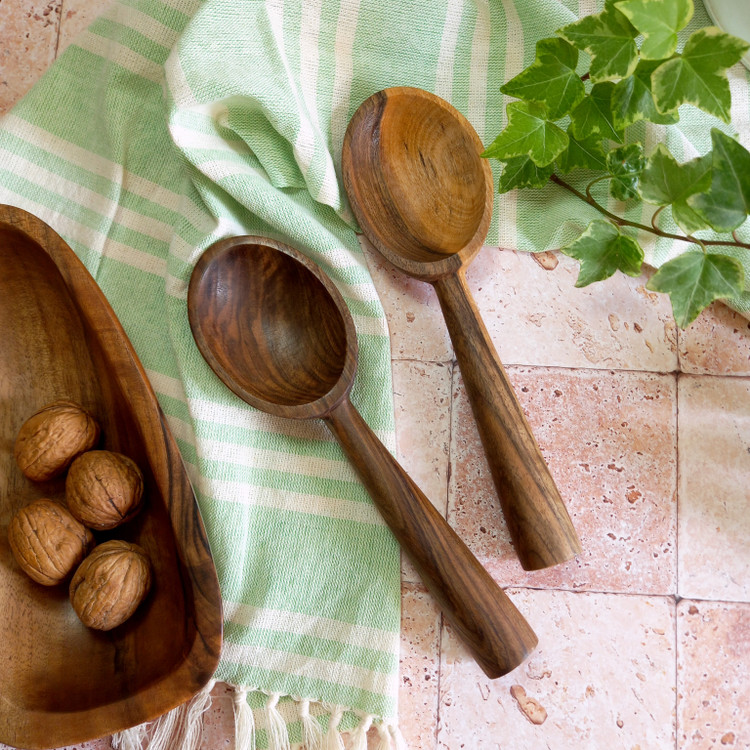 قاشق آجیل بزرگ بارلی چوب 23 سانتی چوب گردو مدل آیلا