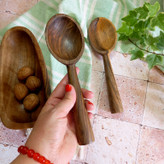 قاشق آجیل بزرگ بارلی چوب 23 سانتی چوب گردو مدل آیلا