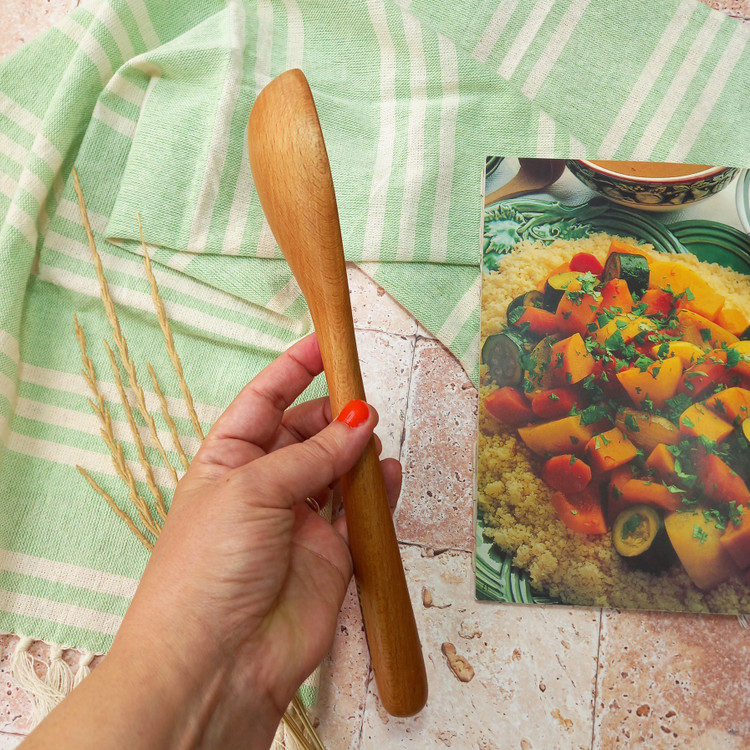 ملاقه چوبی دستساز بارلی مدل دیارا مناسب خورشت 26 سانتی چوب راش