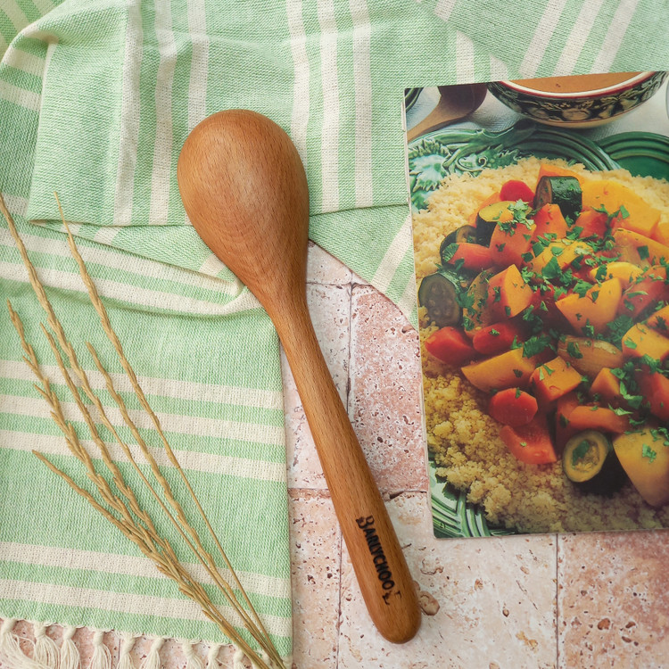 ملاقه چوبی دستساز بارلی مدل دیارا مناسب خورشت 26 سانتی چوب راش