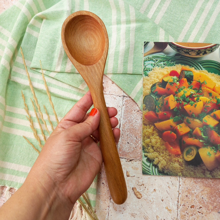 ملاقه چوبی دستساز بارلی مدل دیارا مناسب خورشت 26 سانتی چوب راش