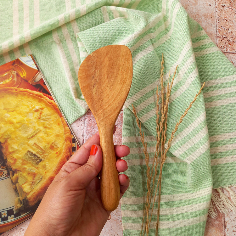 کفگیر تفت زن چوبی دستساز بارلی مدل باربد 21 سانتی چوب راش