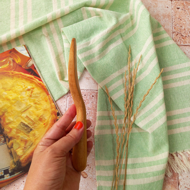 کفگیر تفت زن چوبی دستساز بارلی مدل باربد 21 سانتی چوب راش