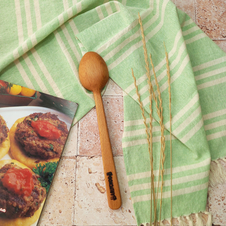 قاشق آشپزی همه کاره چوبی دستساز بارلی مدل نیکو 25 سانتی چوب راش