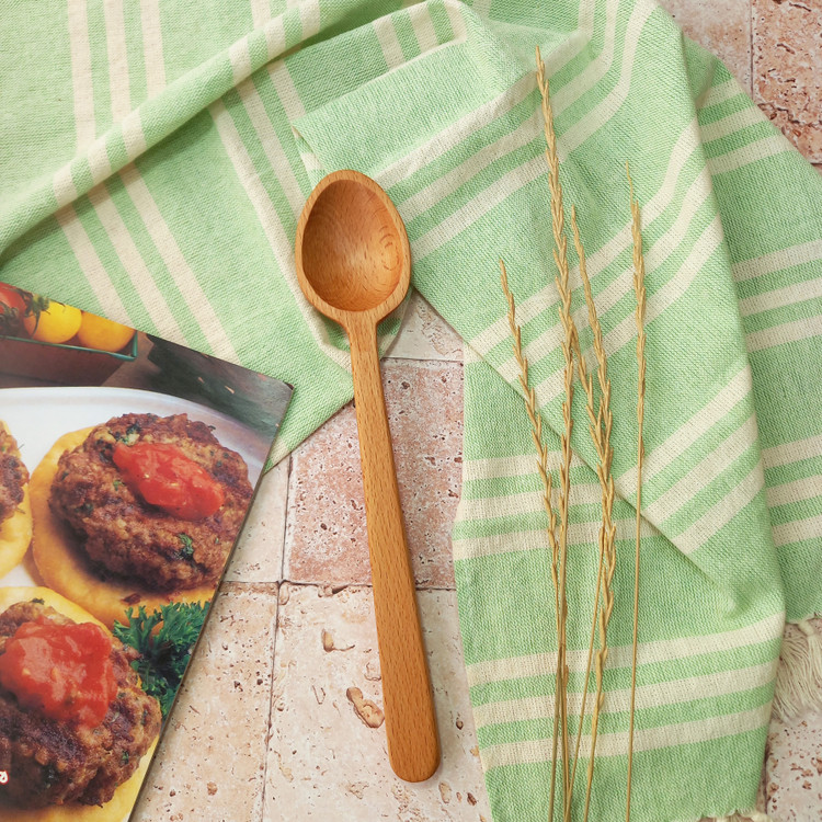 قاشق آشپزی همه کاره چوبی دستساز بارلی مدل نیکو 25 سانتی چوب راش