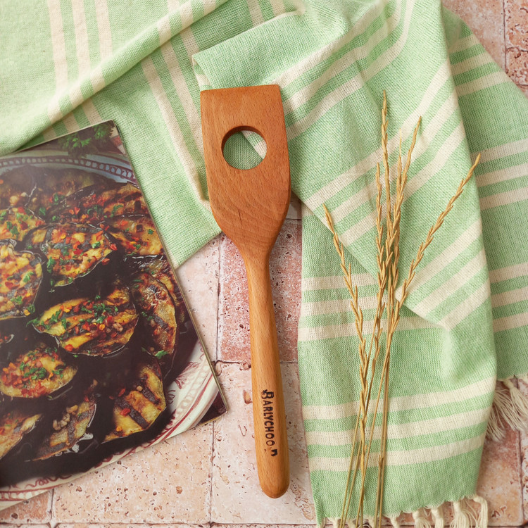 کفگیر سرخ کن چوبی دست ساز برند بارلی چوب مدل الیزه جنس چوب راش