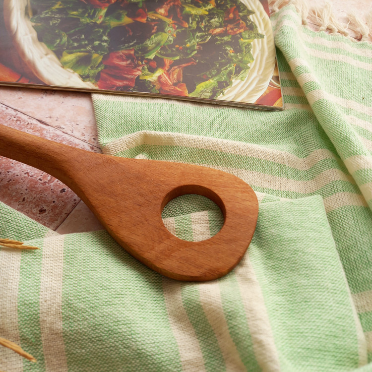 کفگیر سرخ کن چوبی دست ساز برند بارلی چوب مدل افرند 26 سانتی جنس چوب راش