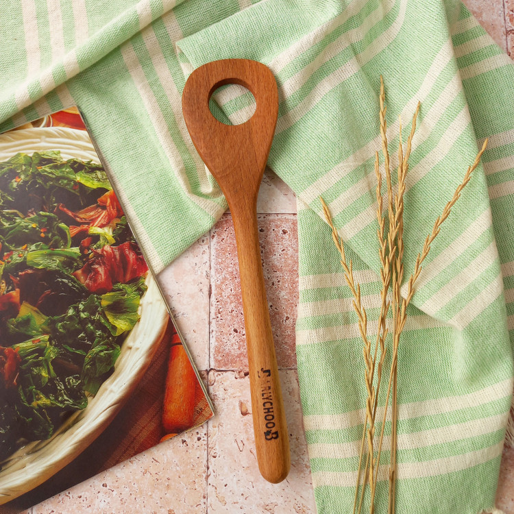 کفگیر سرخ کن چوبی دست ساز برند بارلی چوب مدل افرند 26 سانتی جنس چوب راش