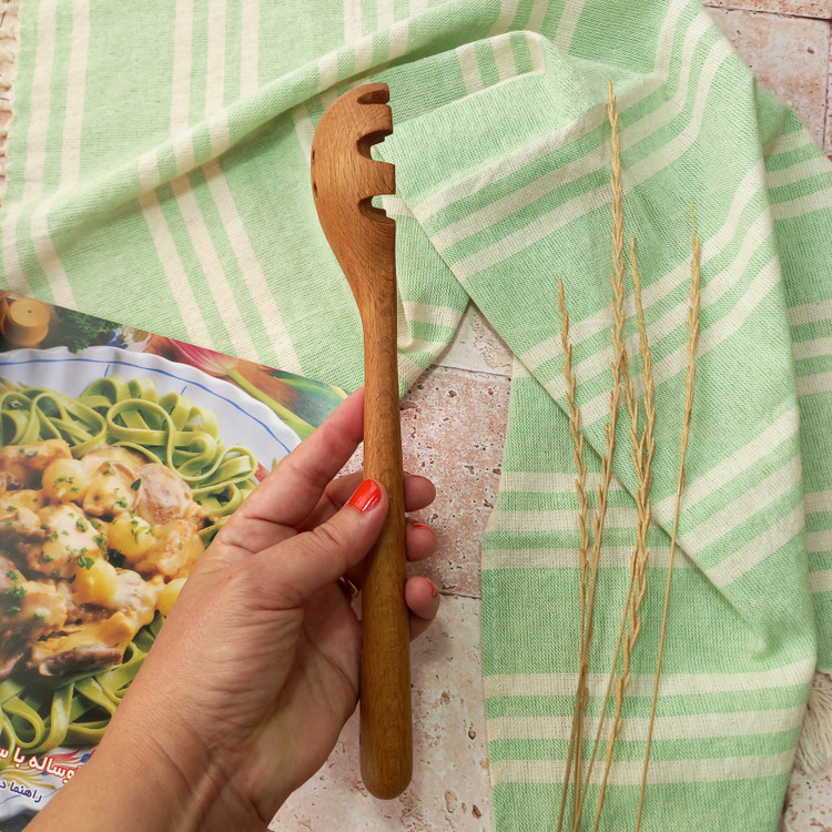 چنگال ماکارونی و پاستا چوبی دست ساز برند بارلی چوب مدل ژیکان