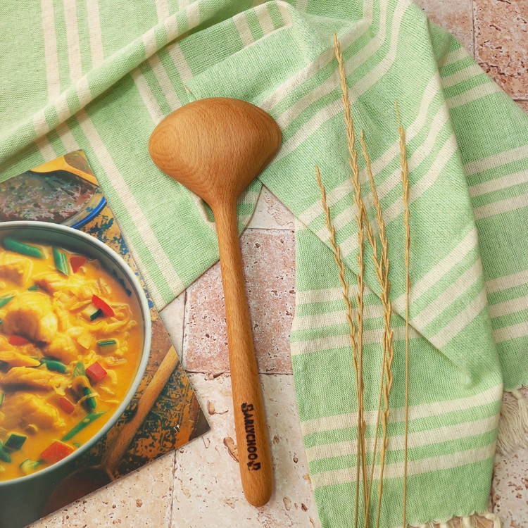 ملاقه چوبی دست ساز برند بارلی چوب مدل ماهور 27 سانتی جنس چوب راش