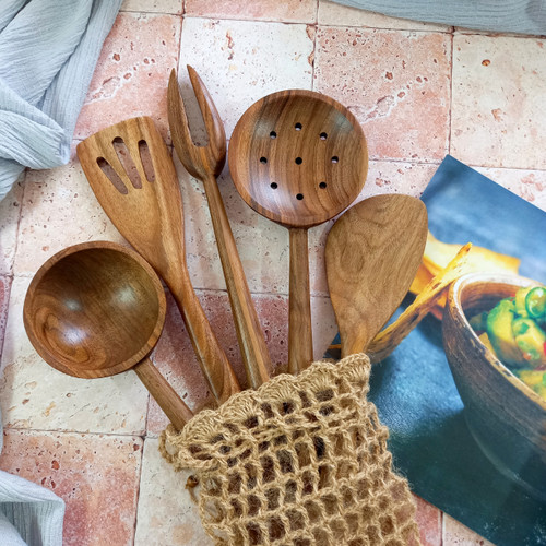 ست کفگیر و ملاقه چوبی ویژه جهیزیه عروس