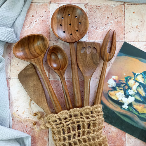 ست کفگیر و ملاقه چوبی ویژه جهیزیه عروس