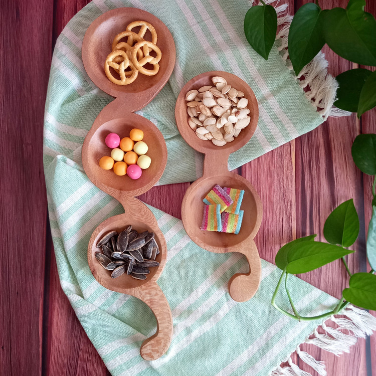 ظرف اردوخوری مزه خوری چوبی دست ساز دفرمه