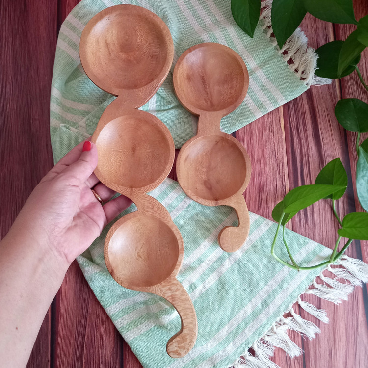 ظرف اردوخوری مزه خوری چوبی دست ساز دفرمه