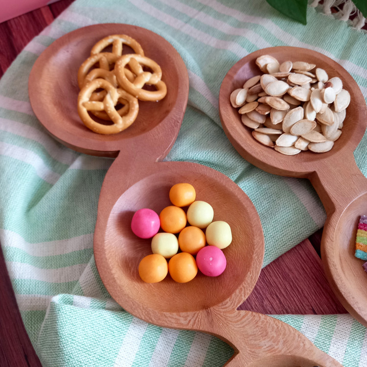 ظرف اردوخوری مزه خوری چوبی دست ساز دفرمه