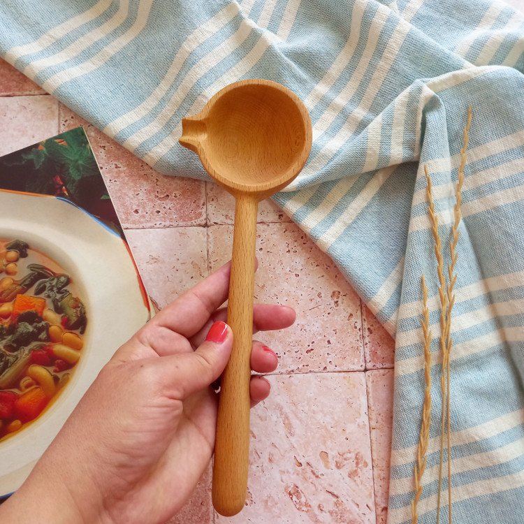 ملاقه چوبی دست ساز آبریزدار مدل ژاپنی