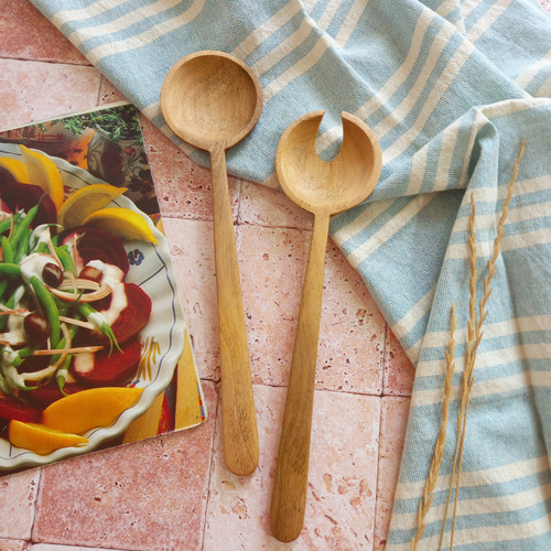 ست قاشق و چنگال سالادخوری دست ساز چوب گردو