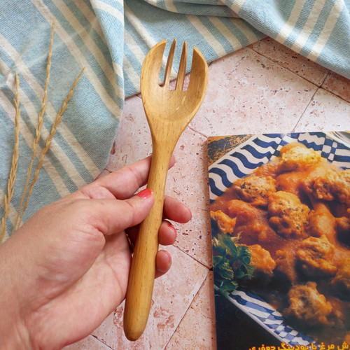 قاشق چنگالی چوبی دست ساز بارلی چوب