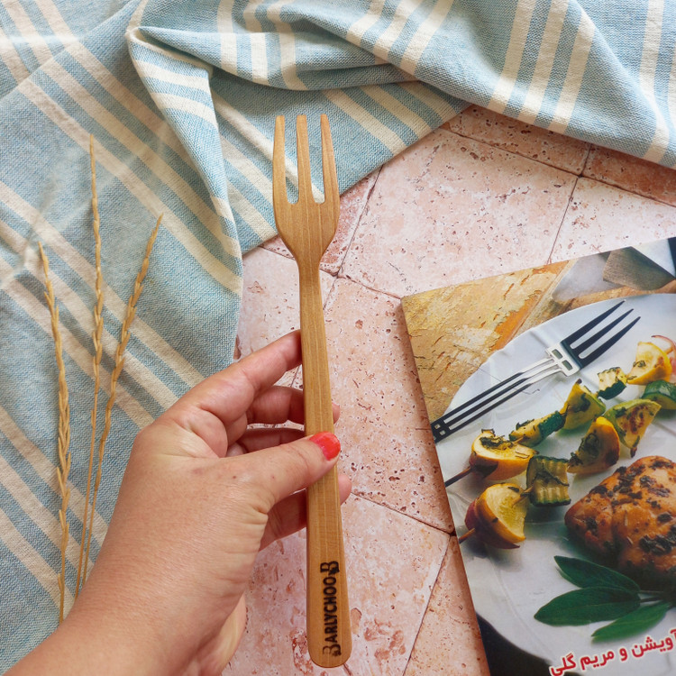 چنگال چوبی دست ساز ویژه سرخ کردن ماهی و مرغ