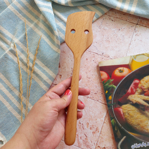 کفگیر برگردان و سرخکن چوبی دست ساز بارلی چوب