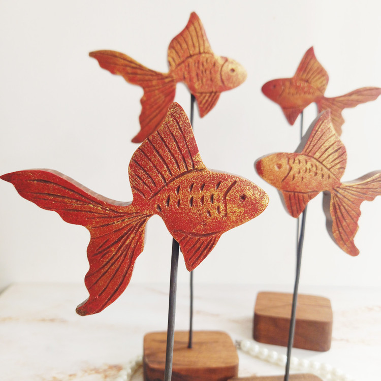 ماهی چوبی دست ساز هفت سین نوروزی