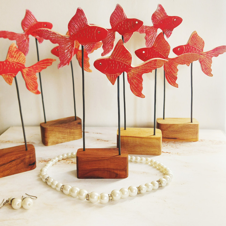 ماهی چوبی دست ساز هفت سین نوروزی