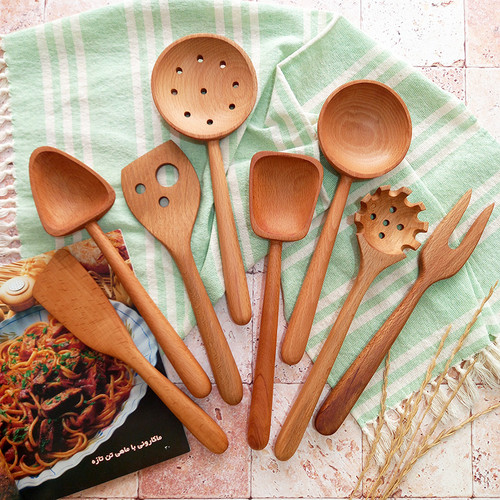 سرویس کفگیر و ملاقه چوبی دست ساز ویژه جهیزیه عروس