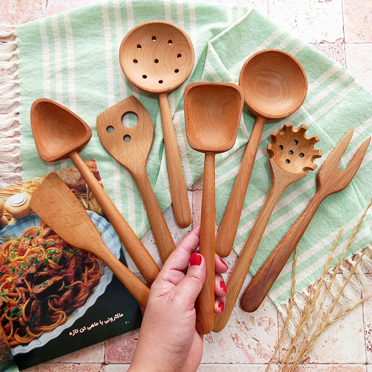 سرویس کفگیر و ملاقه چوبی دست ساز ویژه جهیزیه عروس