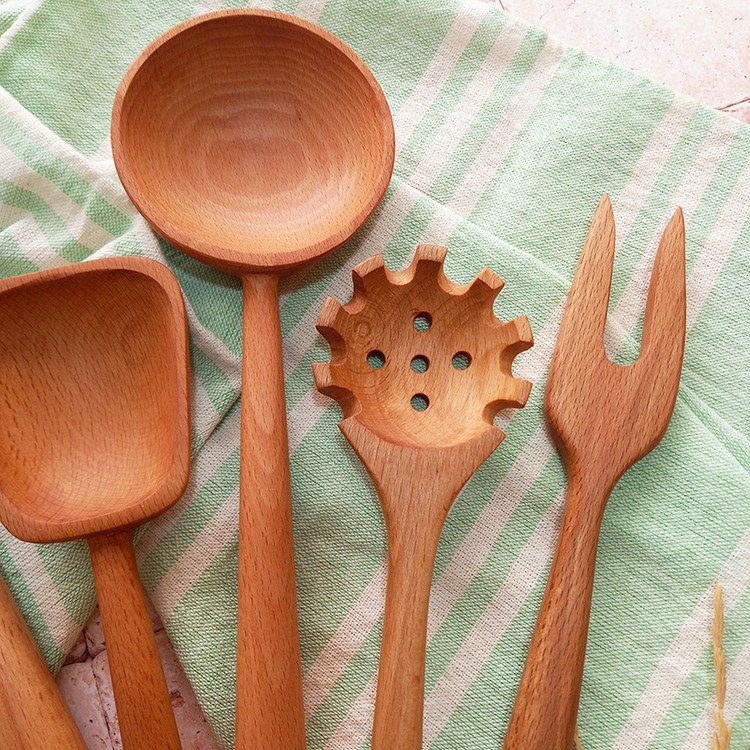 سرویس کفگیر و ملاقه چوبی دست ساز ویژه جهیزیه عروس