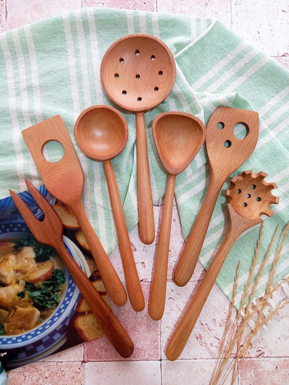 ست کفگیر و ملاقه چوبی ویژه جهیزیه عروس