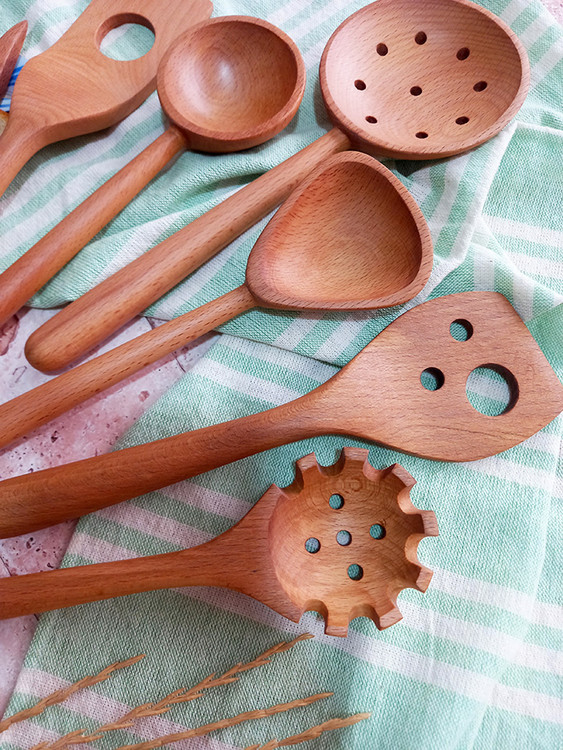 ست کفگیر و ملاقه چوبی ویژه جهیزیه عروس