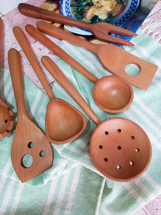 ست کفگیر و ملاقه چوبی ویژه جهیزیه عروس