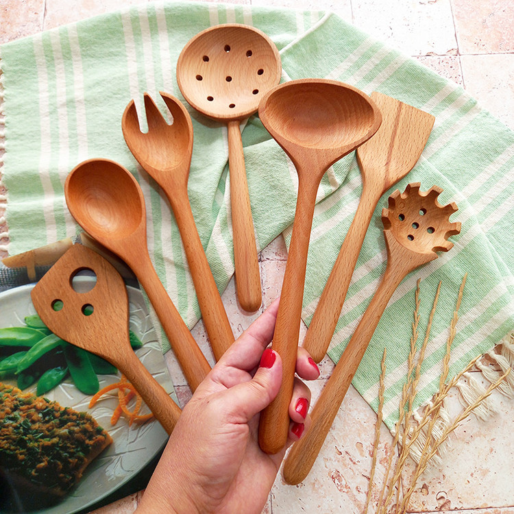 ست کفگیر و ملاقه چوبی ویژه جهیزیه عروس