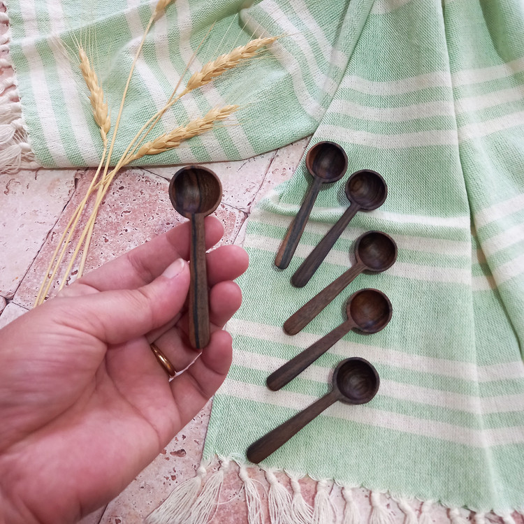 پیمانه ادویه چوبی دست ساز ویژه جهیزیه عروس چوب گردو