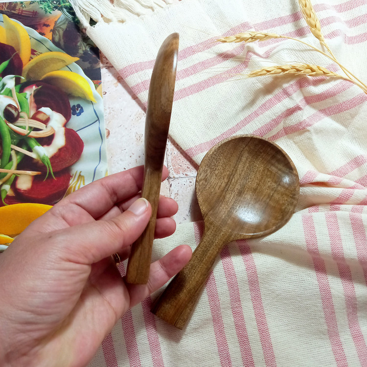 ست قاشق و چنگال سالادخوری چوبی دستساز ویژه جهیزیه عروس